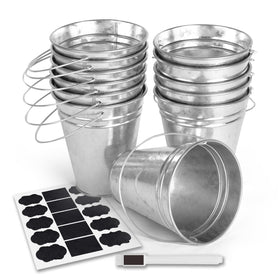 Colorlaza galvanized bucket with handle 12-pack ideal for party favors and centerpieces.