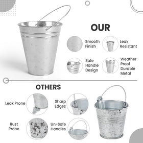 Colorlaza silver bucket centerpiece ideas for weddings and events.