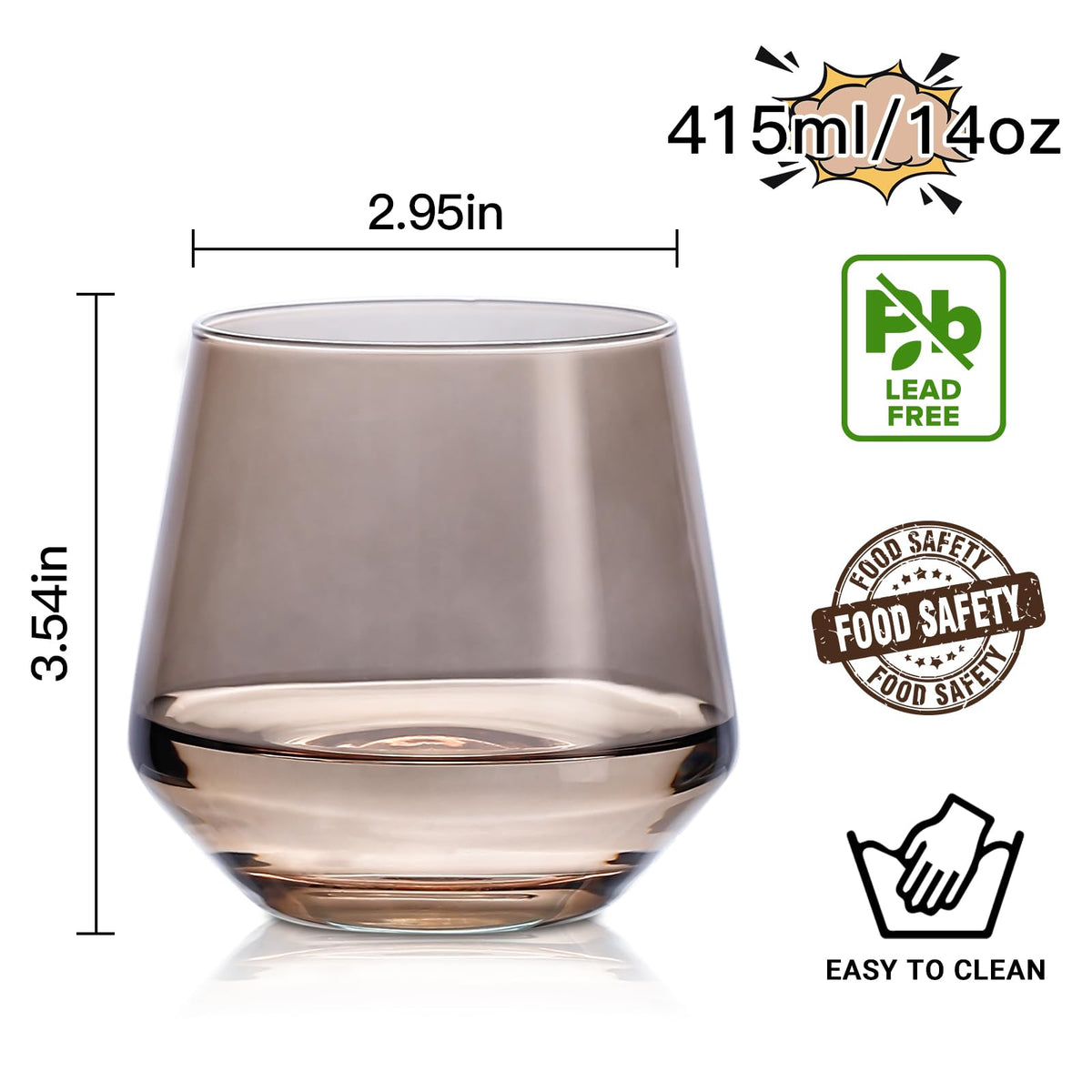 Colorsavant 14oz stemless glasses easy to hold and versatile for drinks.