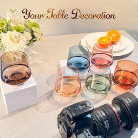 Colorsavant durable stemless glass material stands up to daily use indoors or outdoors.