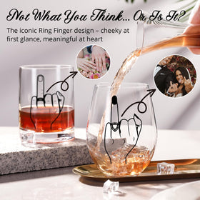 Colorsavant ring finger whiskey glass for playful anniversaries