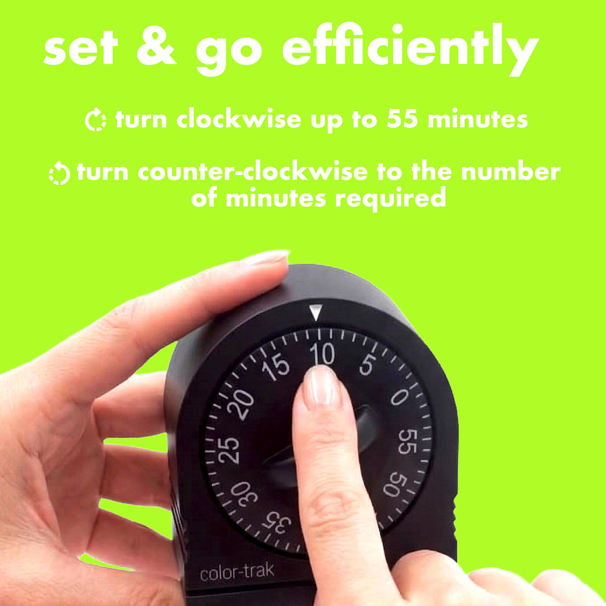 Colortrak timer side view showing compact footprint for busy rooms