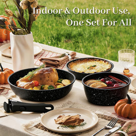 Colourcoco 25-piece collection showcases a complete kit for searing, simmering, and serving.