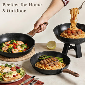 Colourcoco complete 9 piece set includes pans spatula colander and trivets.