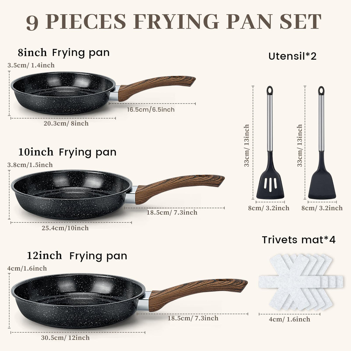 Colourcoco 10 inch frying pan with even heat base for uniform browning.