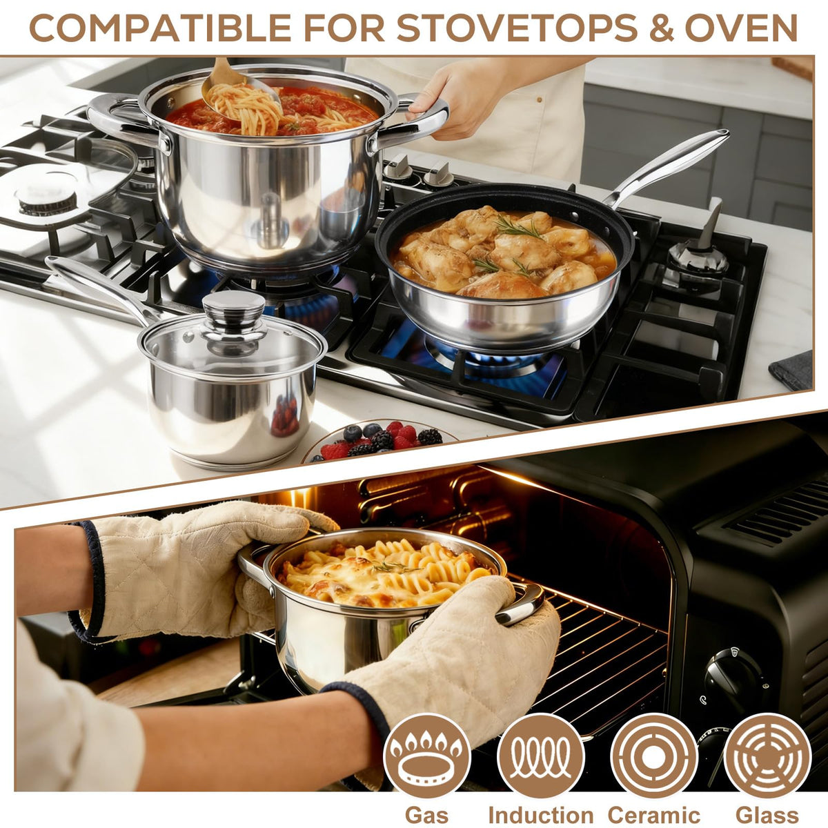 Colourcoco induction-compatible cookware closeup demonstrates versatile heat source compatibility