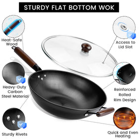 Colourcoco wok flat bottom delivers even heat distribution.