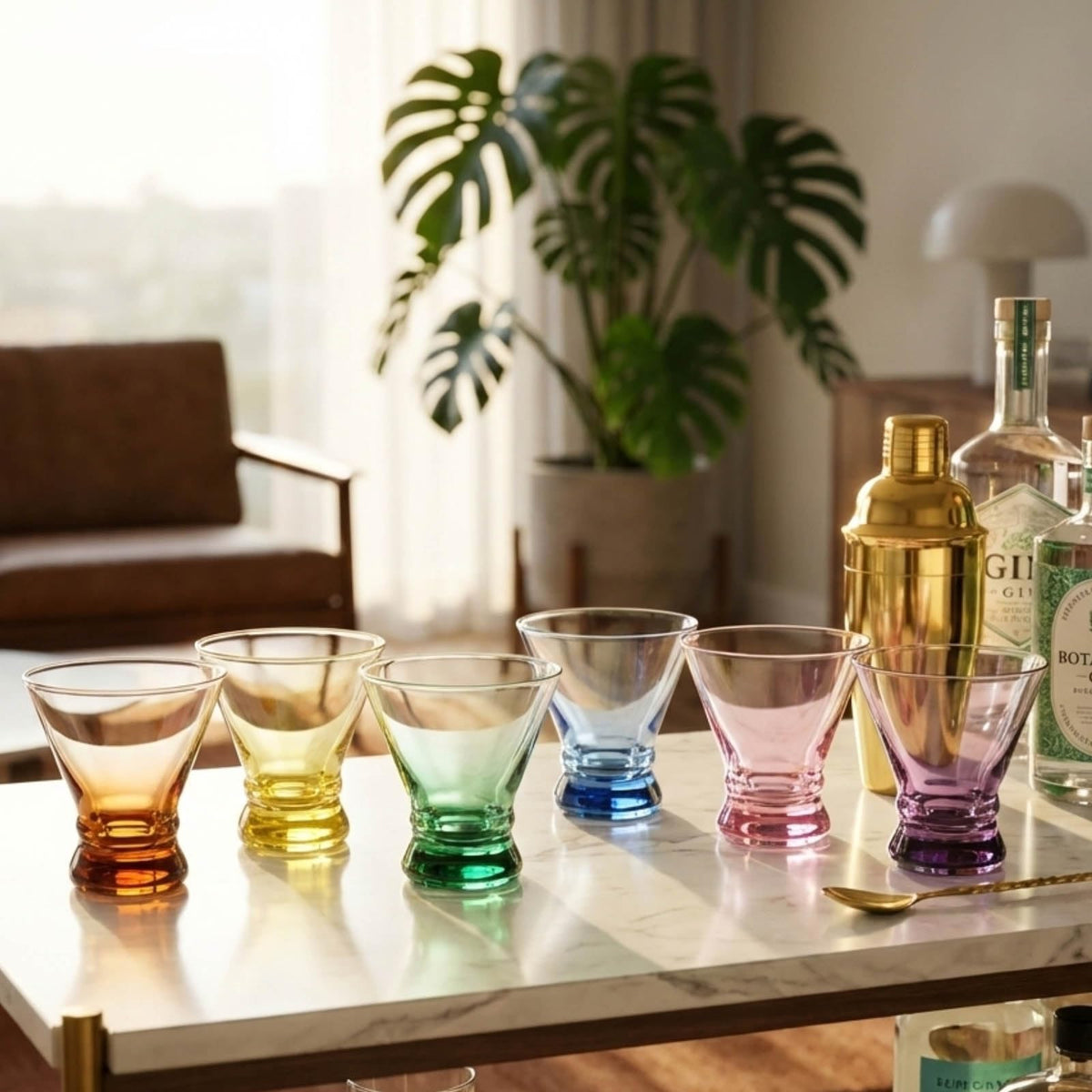 ColoVie glasses with heavy base provide stable, confident sipping.