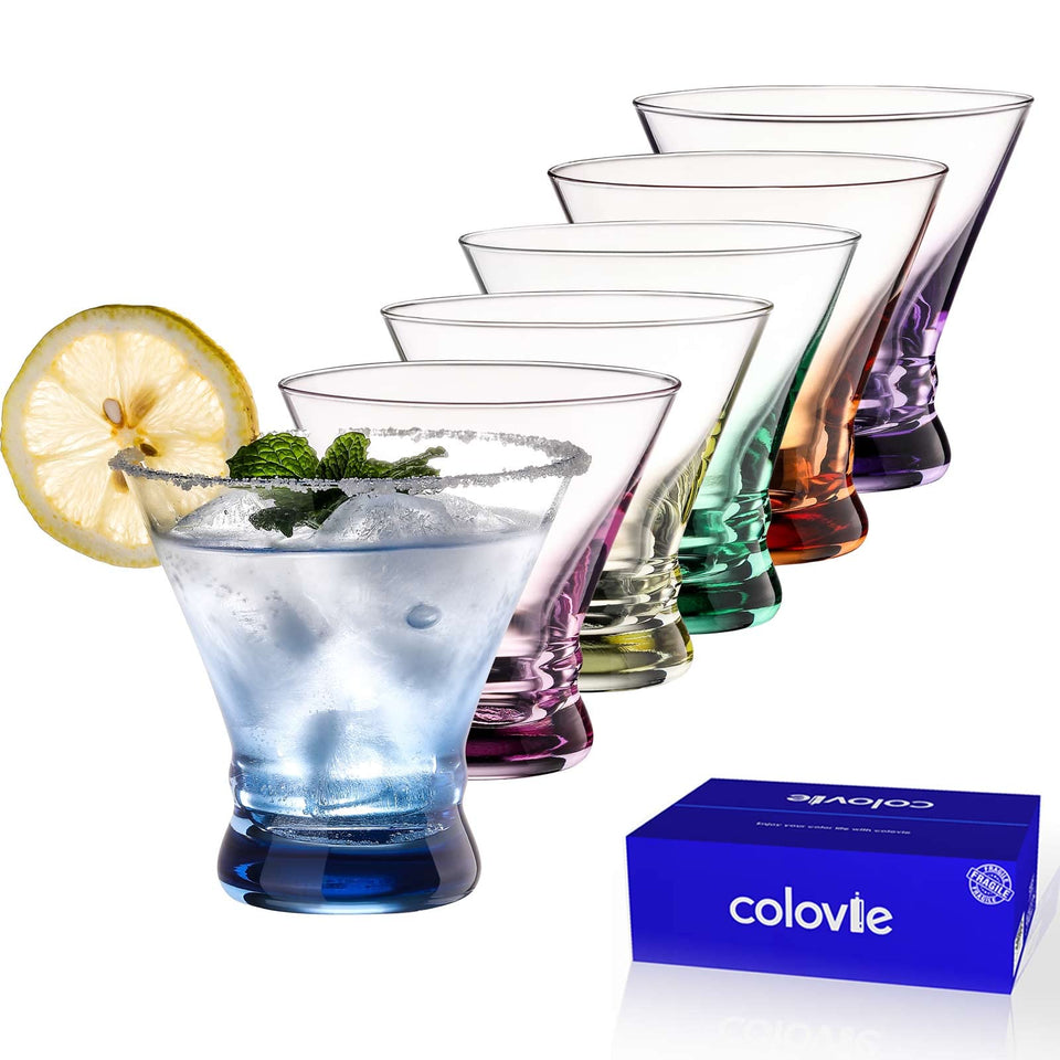 ColoVie martini glasses set of six, 8oz, for elegant entertaining.