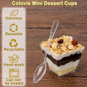 Colovis dessert cups at weddings and parties showcase treats elegantly.