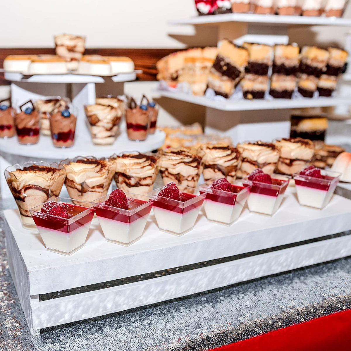 Colovis mini dessert cups with spoons enable easy tasting for guests.