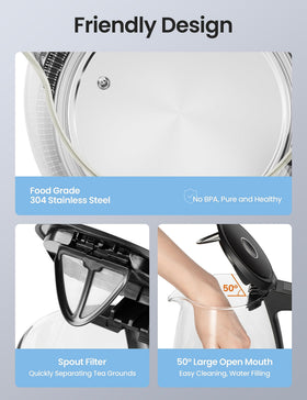 COMFEE' borosilicate glass body provides clear visibility during boiling