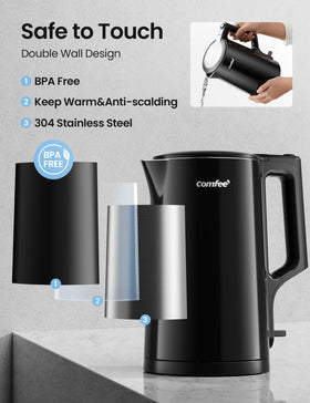 COMFEE' 1.7L rapid boil LED indicator shows water is ready