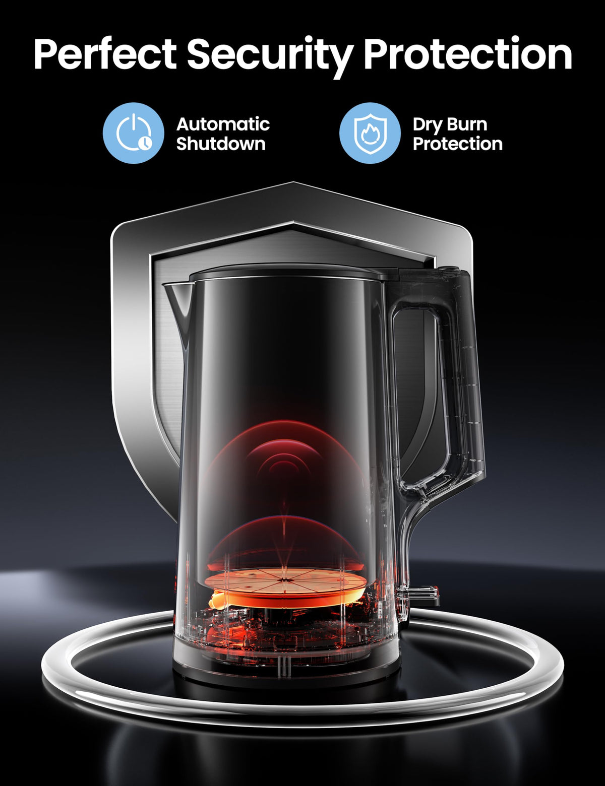 COMFEE' 1.7L outer shell stays cool to touch for safe handling