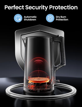 COMFEE' 1.7L outer shell stays cool to touch for safe handling