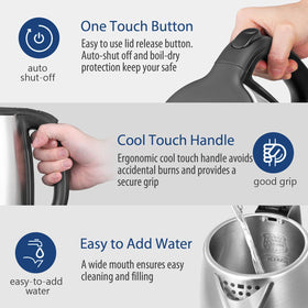 COMFEE' 360-degree swivel base enables flexible placement and pouring.