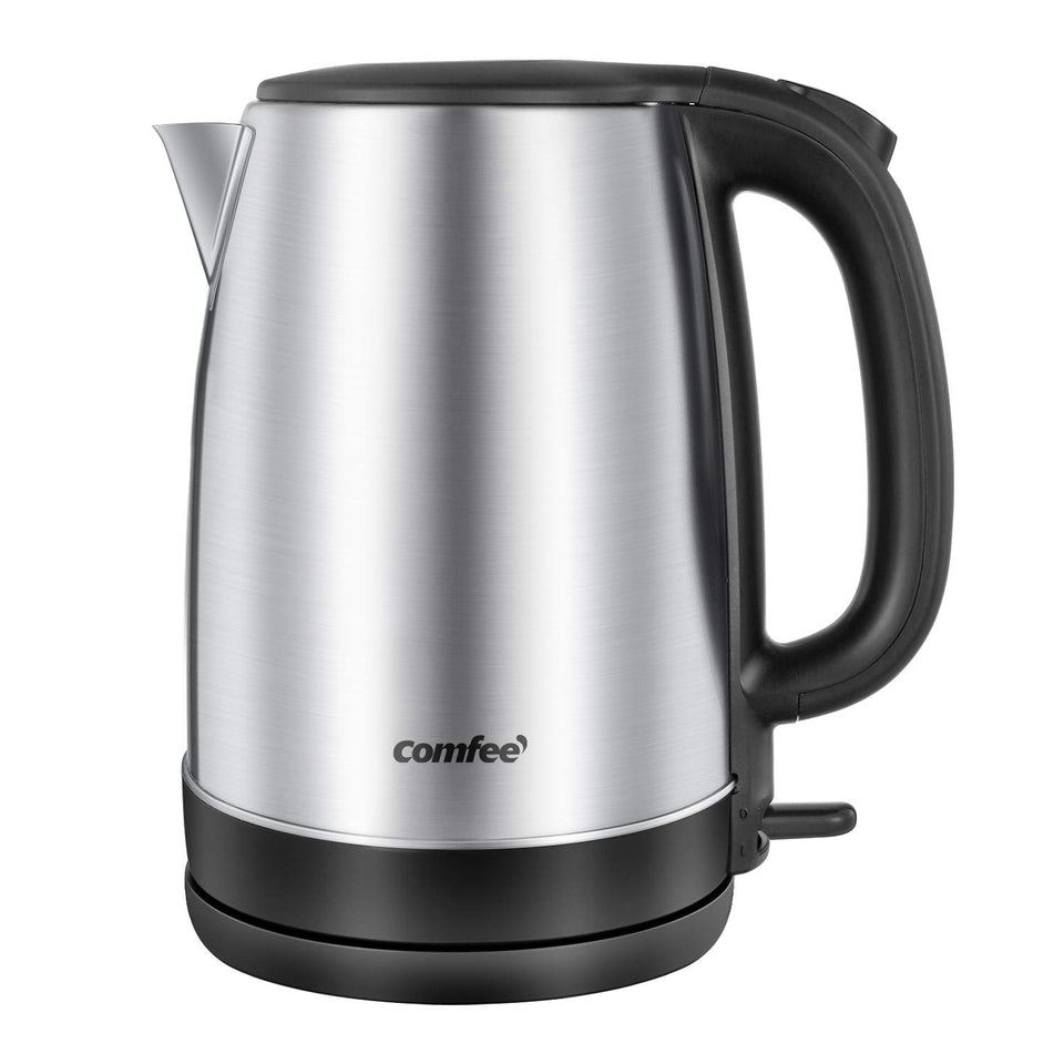 COMFEE' 1.7L stainless steel kettle full view shows premium build for daily use.