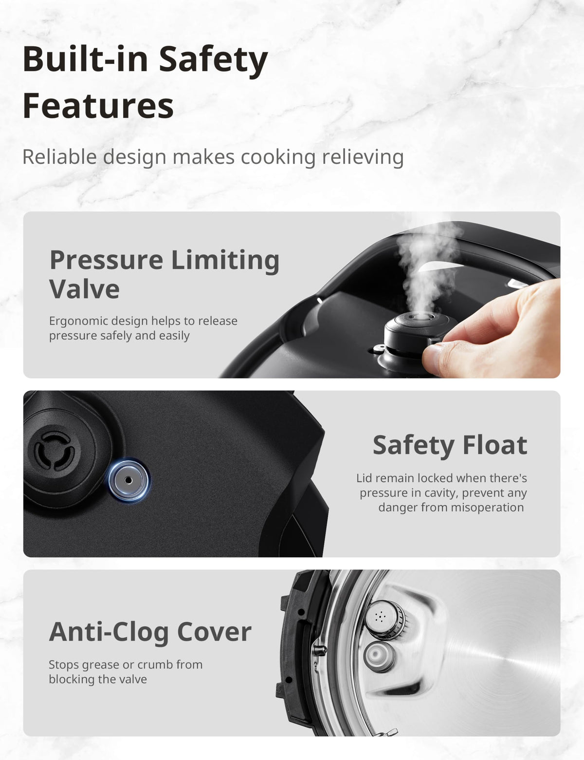 Comfee steam rack and accessories enable versatile steaming.