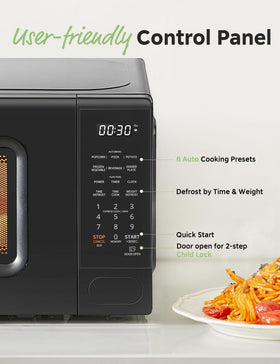 COMFEE CMO-C20M1WB digital display panel shows clock and timer for easy cooking.