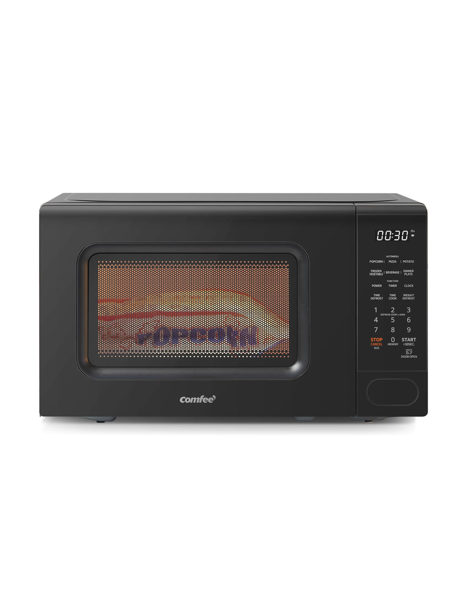 COMFEE CMO-C20M1WB front view highlighting compact countertop design for small kitchens.