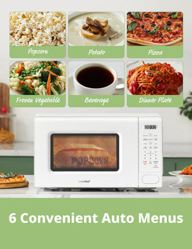 COMFEE' control panel view with easy presets and clear clock for quick meals