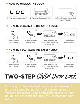 Two-step lock emphasizes child safety during busy kitchen days