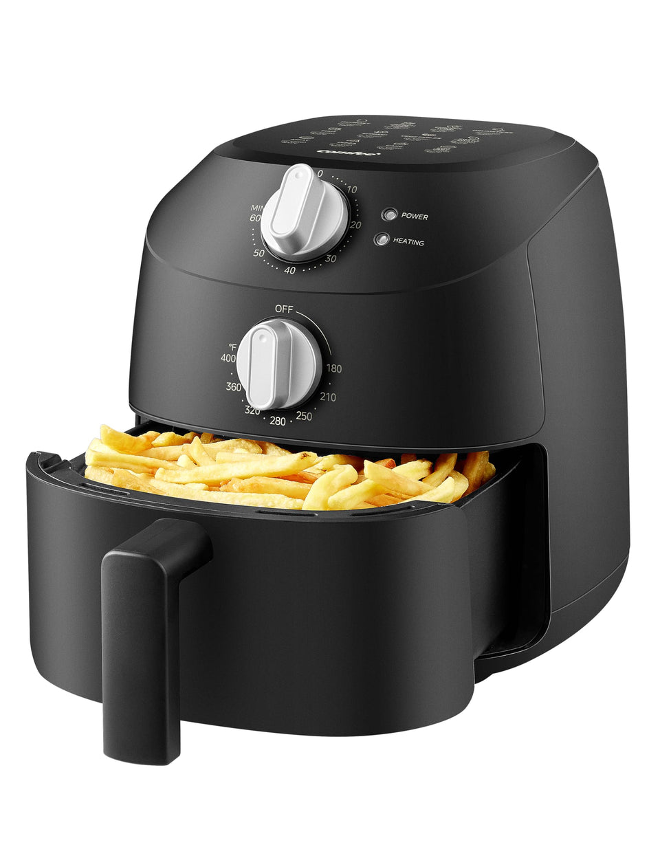 COMFEE' compact air fryer front view showing space-saving design for small kitchens.