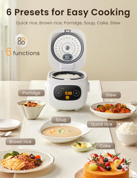 COMFEE' mini rice cooker performing 30-minute fast cook for quick meals
