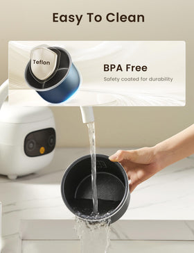 COMFEE' mini rice cooker removable lid and steam valve for thorough cleaning