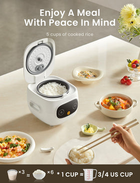 COMFEE' mini rice cooker with six programs for oats, rice, soups, and more