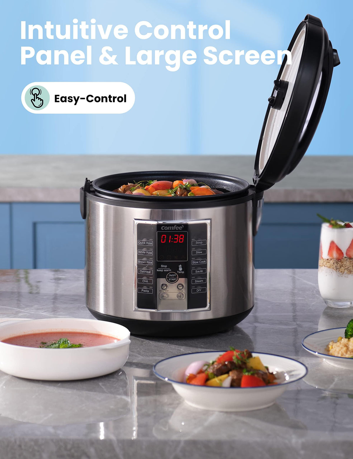 COMFEE' multi-cooker exterior housing with sleek design and easy cleaning