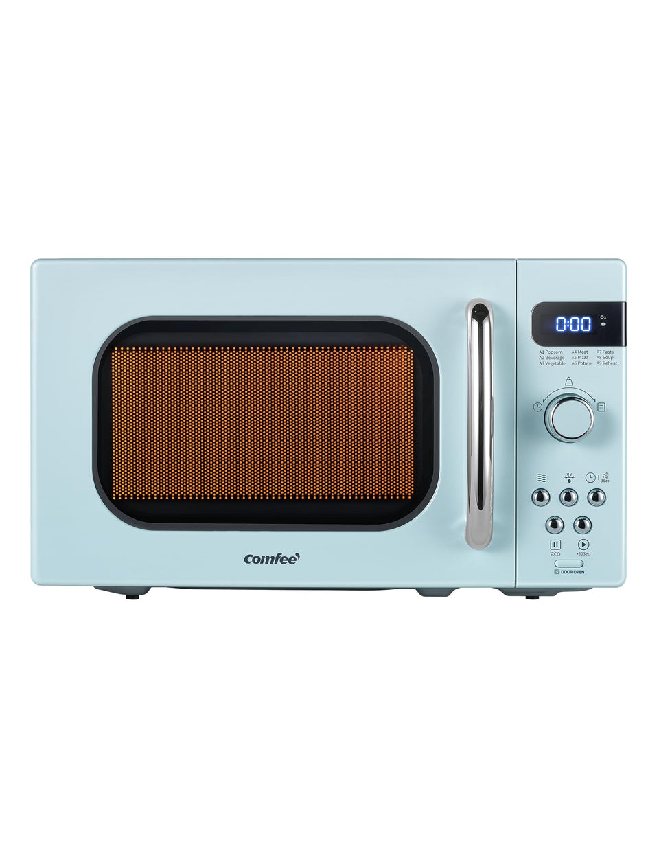 COMFEE' Retro microwave front view showing compact design for small kitchens