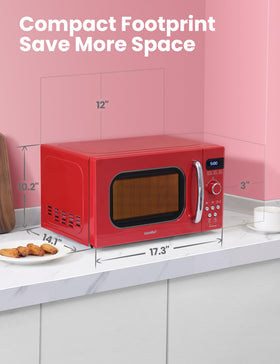 COMFEE' retro small microwave memory turntable keeps dishes aligned after use