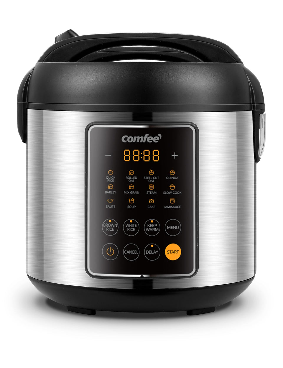 COMFEE' rice cooker display panel showing easy one-touch programming