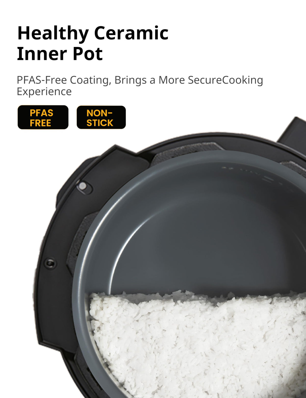 COMFEE’ rice cooker function showcasing even, fluffy grains