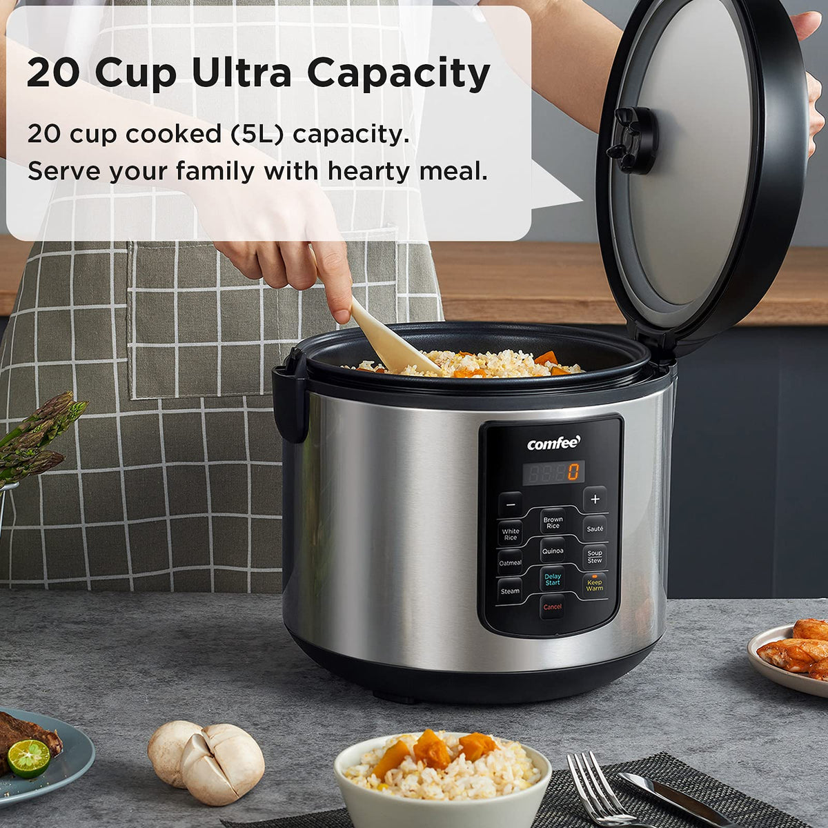 COMFEE' keeps warm feature helps you enjoy meals later in the day.