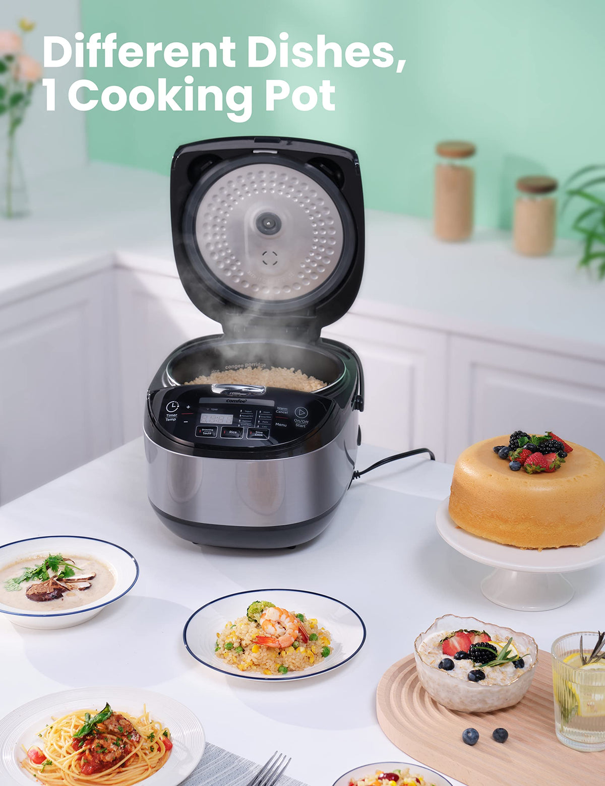COMFEE' rice cooker steam valve is removable for clog-free steaming