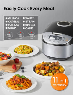 COMFEE' rice cooker uncooked six-cup capacity supports family meals.