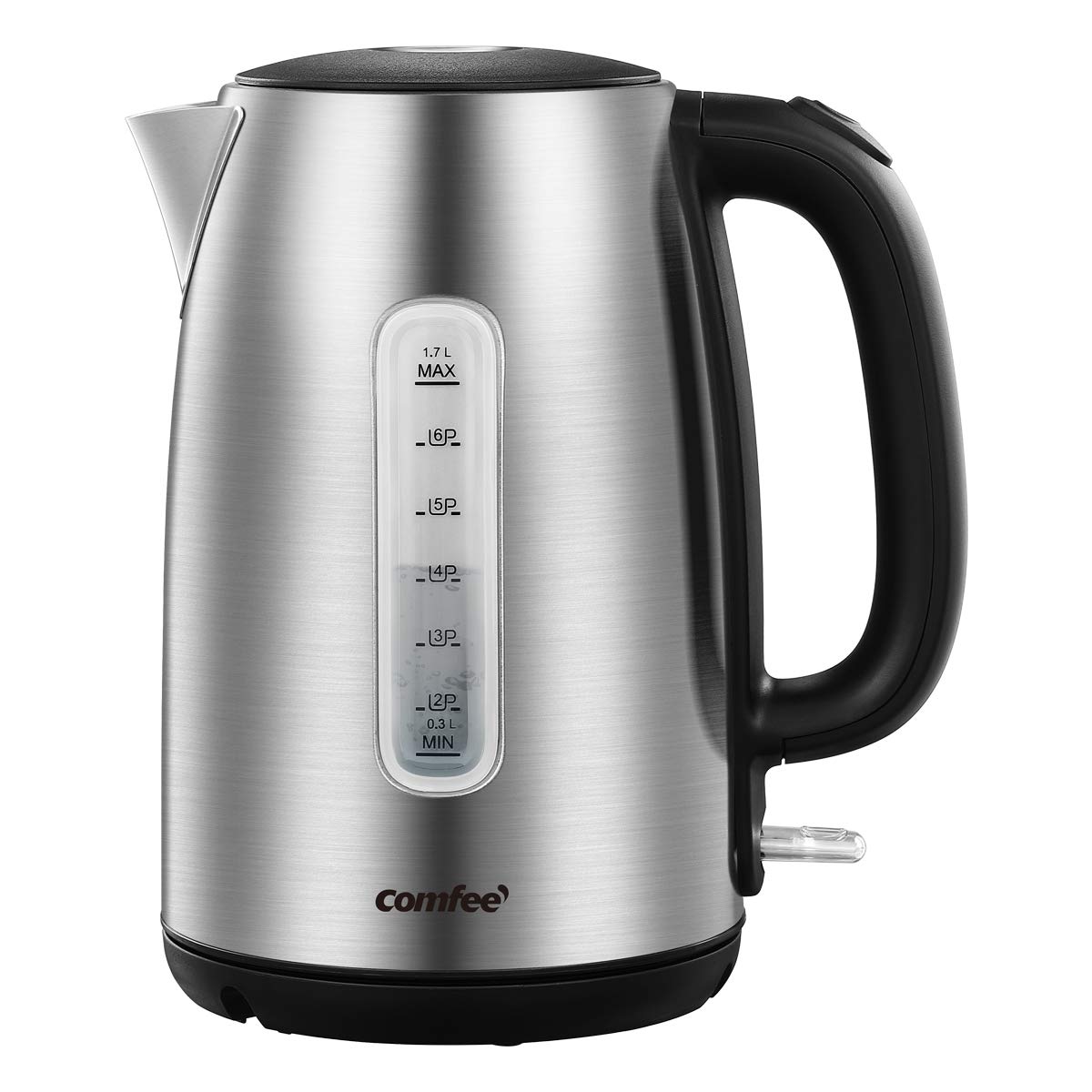 COMFEE' stainless steel cordless kettle body for quick, safe boiling.