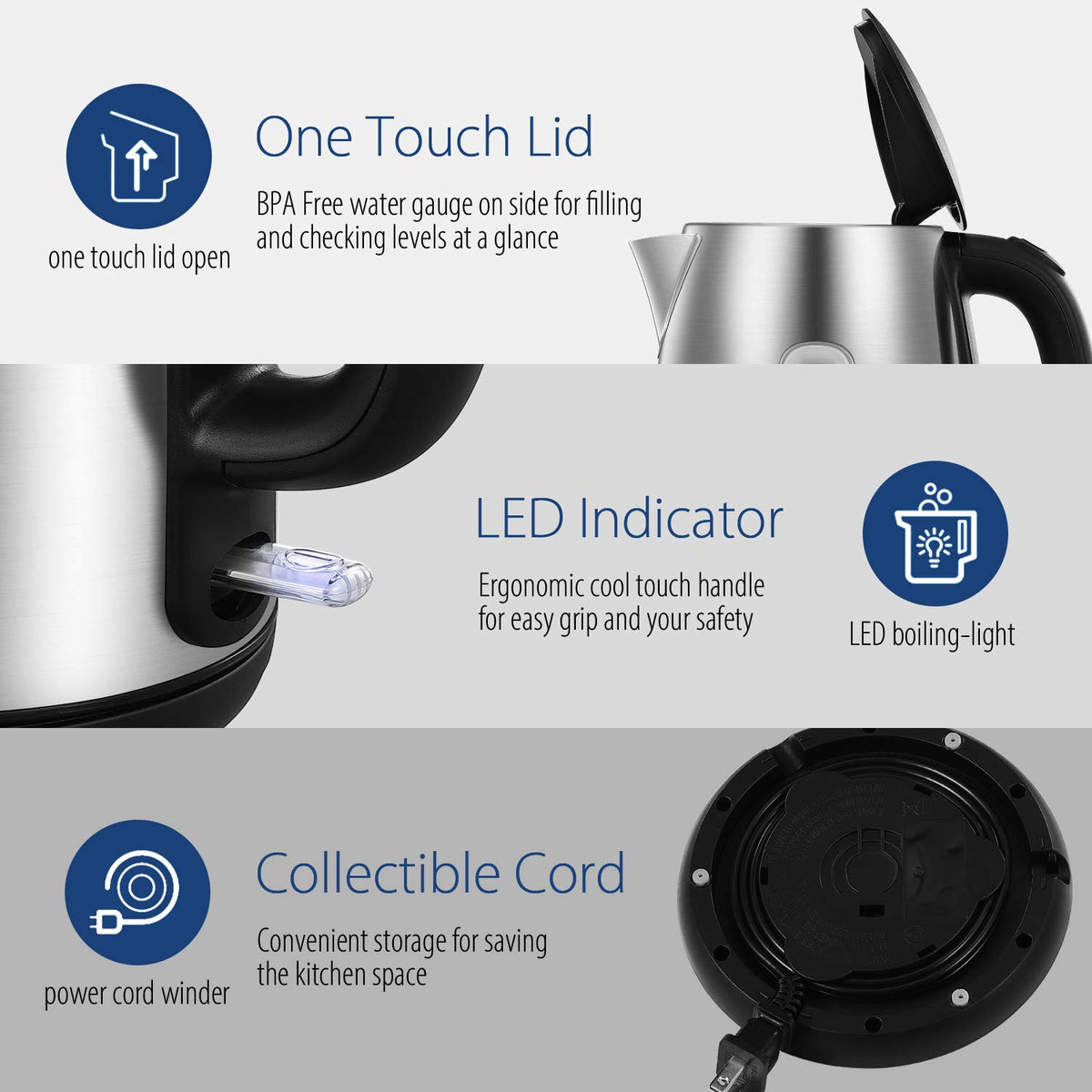 COMFEE' auto shut-off feature for safe operation when boiling completes.