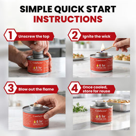 COMFICOVE 12-pack chafing fuel cans arranged for catering setups