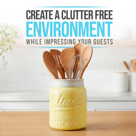 Comfify ceramic mason jar organizer filled with spatulas for easy access.
