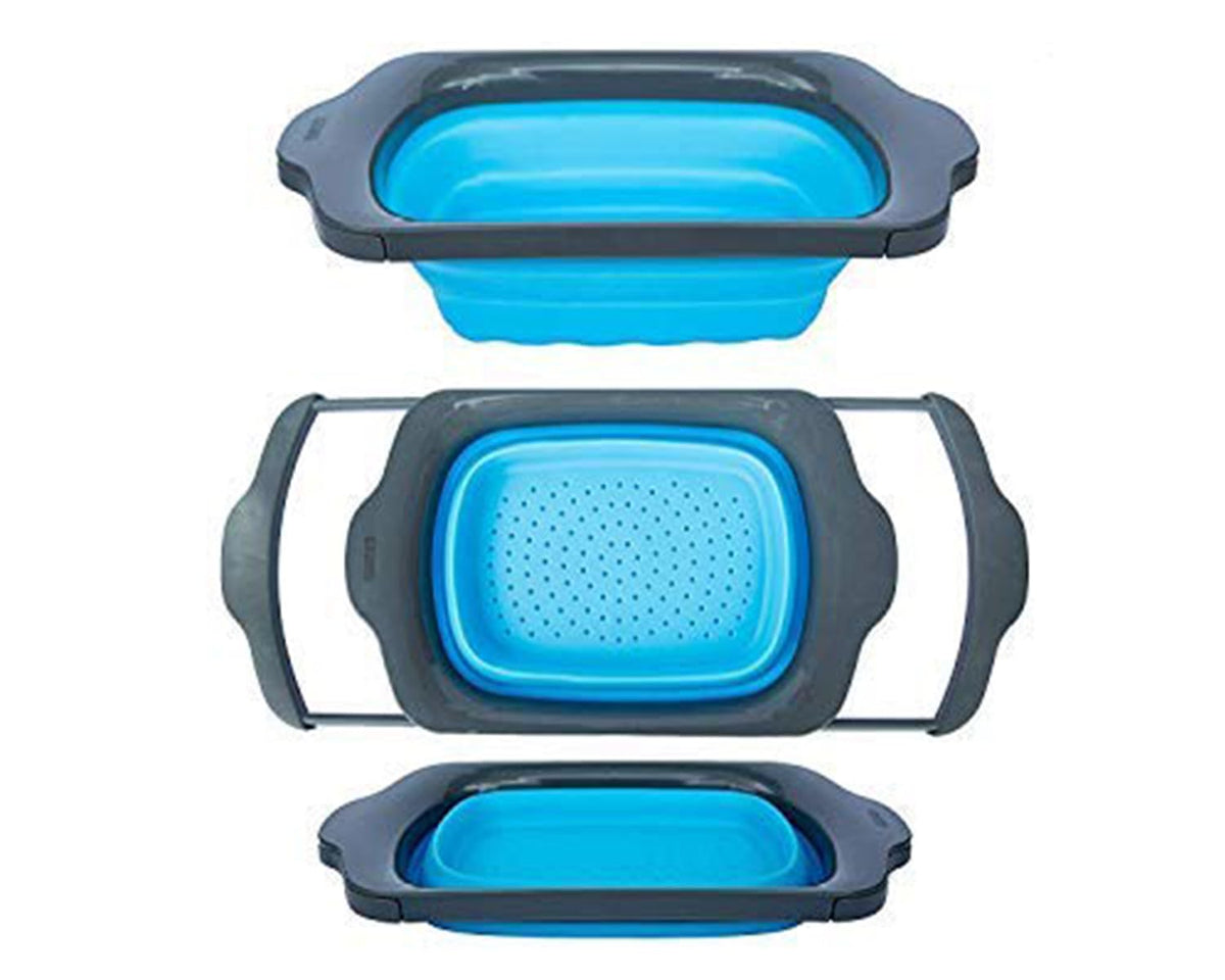 Comfify XL collapsible strainer shows space-saving design for small kitchens.