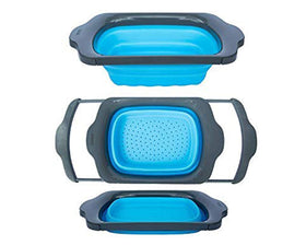 Comfify XL collapsible strainer shows space-saving design for small kitchens.