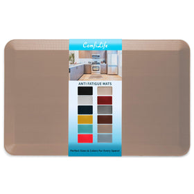 ComfiLife anti-fatigue floor mat beige on kitchen floor for standing comfort