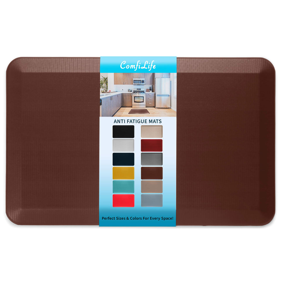 ComfiLife anti-fatigue floor mat 3/4-inch thick cushions feet in the kitchen.