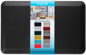 ComfiLife anti-fatigue floor mat in black, three-quarter inch thick, ideal for standing tasks.