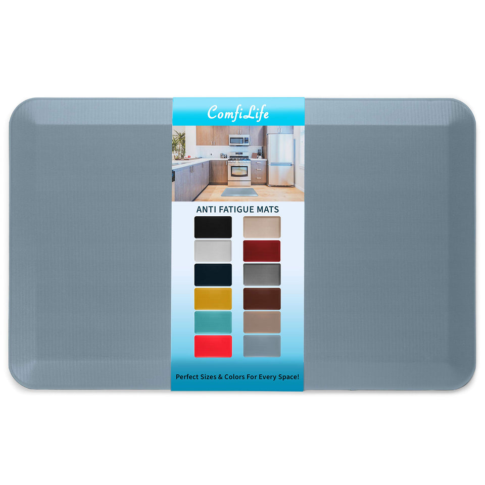 ComfiLife anti-fatigue mat in denim for kitchen comfort on standing tasks