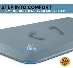 ComfiLife denim mat for standing desks reduces foot fatigue during work.