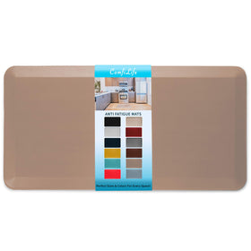 ComfiLife anti-fatigue mat for kitchen floor 24x70 beige, comfortable standing for long tasks.